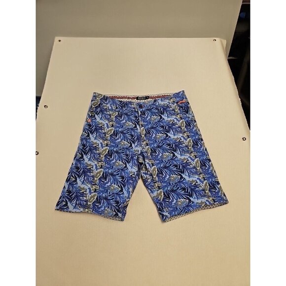 Refinery Republic Men’s Stretch Chino Long Shorts Sz 34 All Over Palm Trees New - Picture 1 of 8